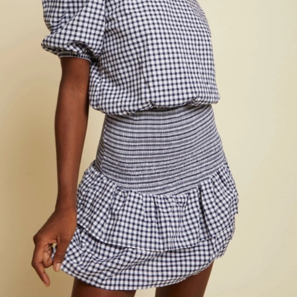 NATION LTD Gingham Nili Party Smocked Mini Skirt